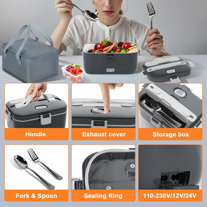 Electric Lunch Box Food Warmer, 1.8L Heated Lunch Box for Adults